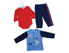 Baby Romper Suit Red & Blue 3 PC