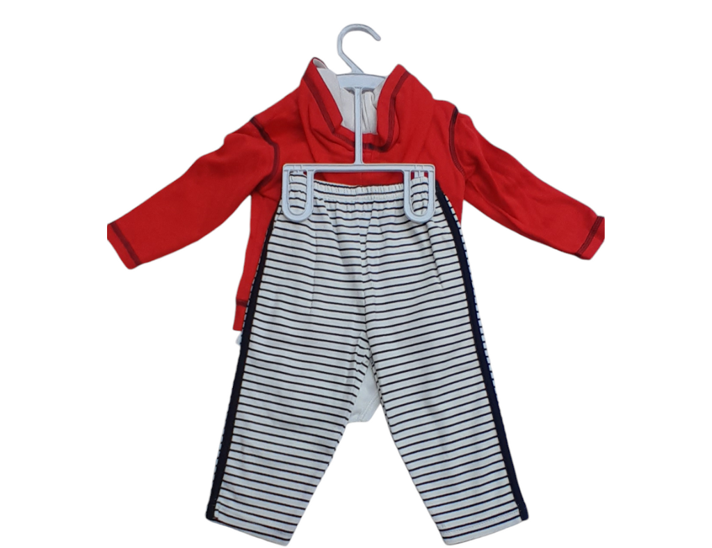 Hooded Upper, Bodysuit & Trouser Set -3 Pc