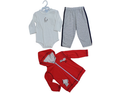 Hooded Upper, Bodysuit & Trouser Set -3 Pc