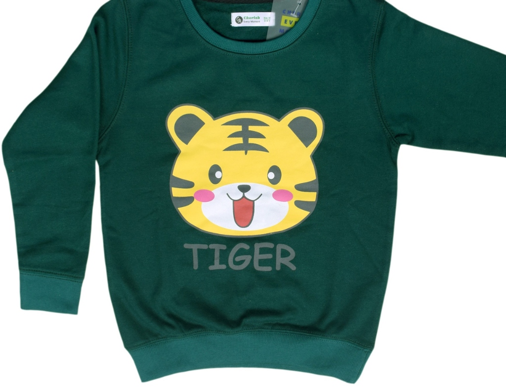 Dark Green Tiger Sweat Shirt 2Years-10 Years