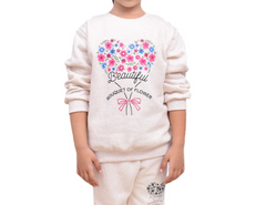 Off White Bouquet Of Flower Girl Sweat Suit 1 Year- 12 Years