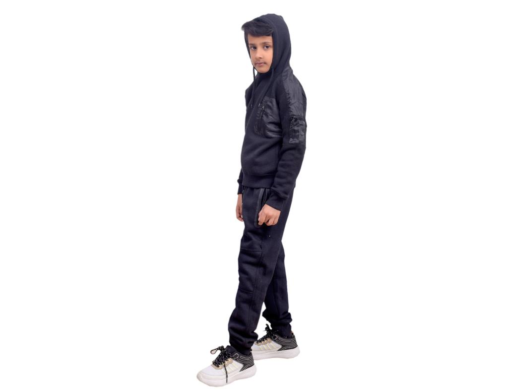 Black Front Pocket Track Suit 5 Years-14 Years