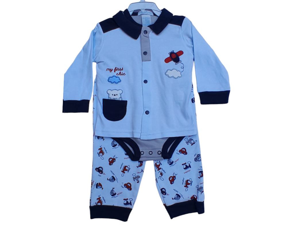 Baby Romper Suit sky blue 3 PC