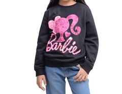 Black Pink Barbie Sweat Shirt Girls