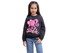 Black Pink Barbie Sweat Shirt Girls