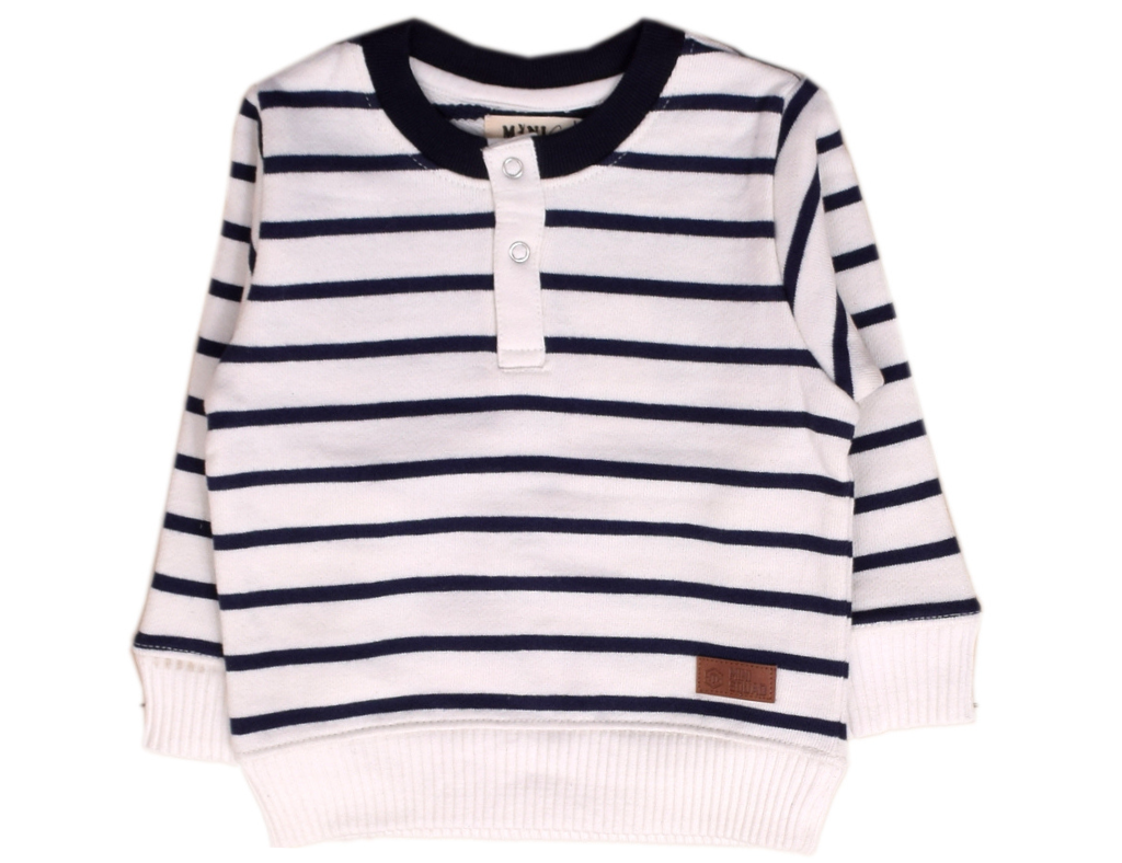 Blue White Stripes Boys Sweat Shirt 6 Months To 3 Years