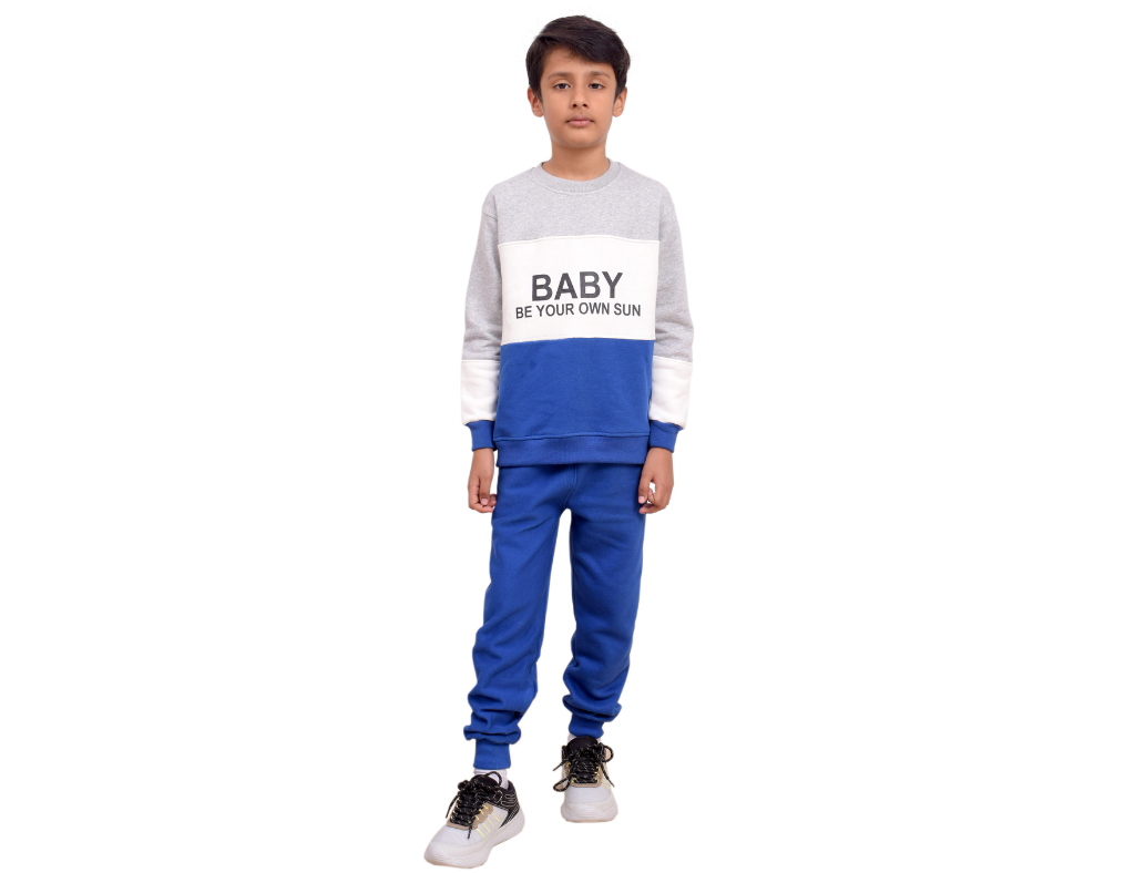 Blue & White 2 PC Track Suit Boy- 1 Year to 12 Year