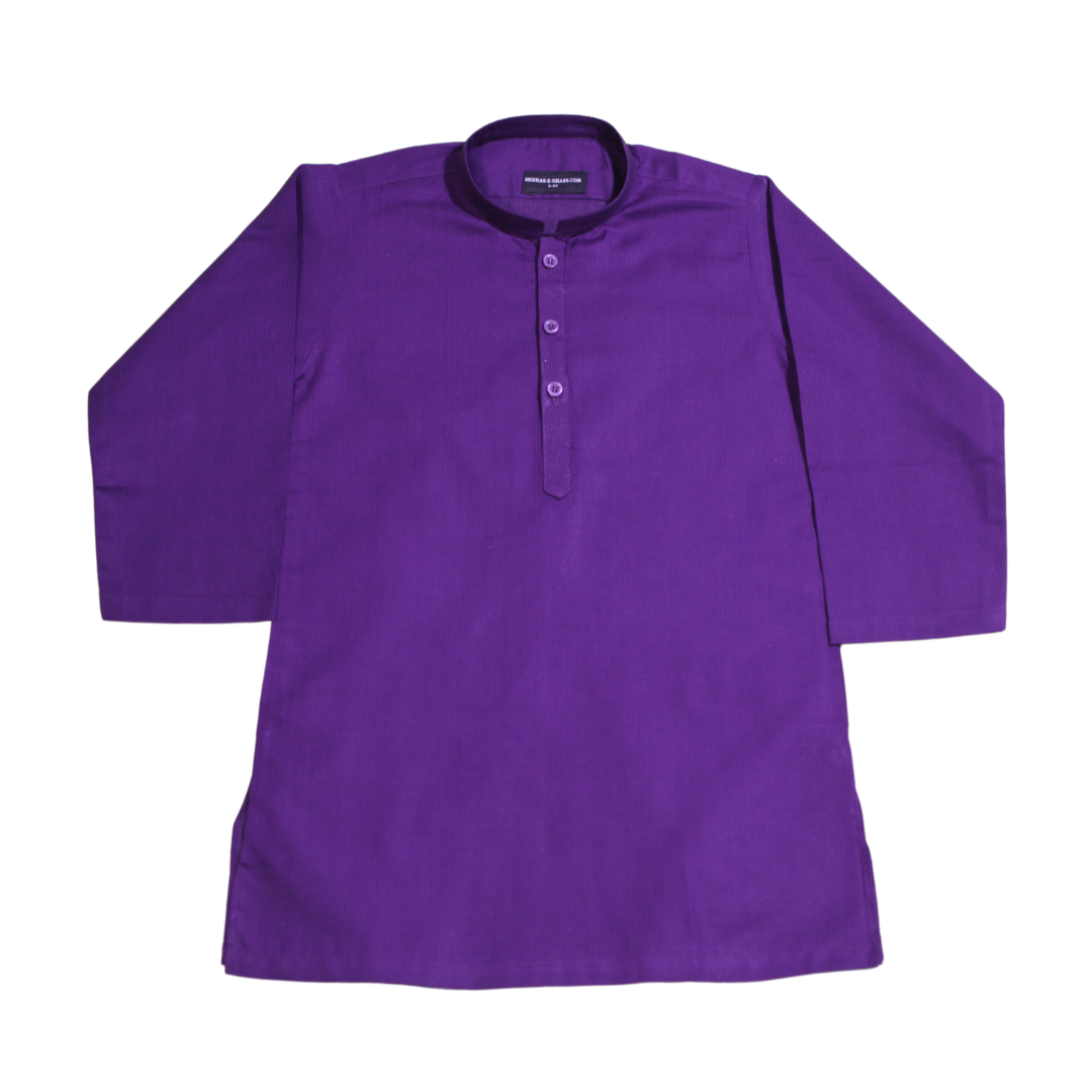 Bright Purple Cotton Doria-Kids Kurta & Trouser