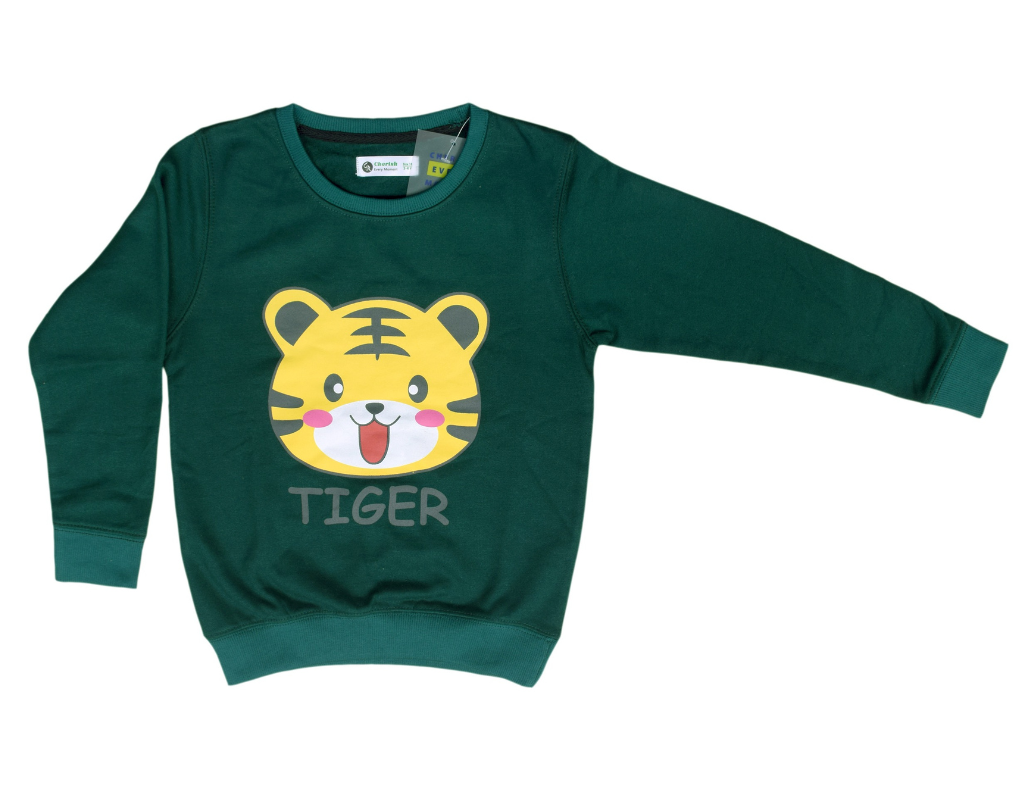 Dark Green Tiger Sweat Shirt 2Years-10 Years