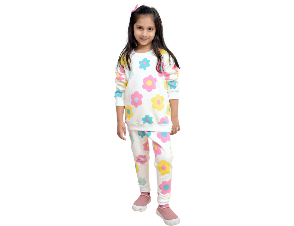 Girl Floral 2 PC Track Suit- 1 Years To 9 Years