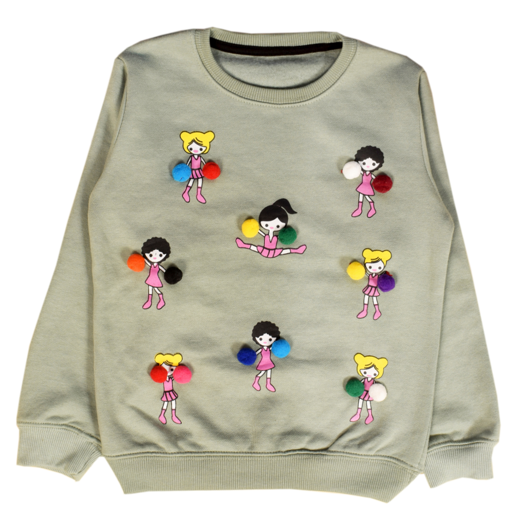 Girls Pom Pom Sweat Shirt 1 PC