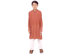 Kids Rust Kurta and White Trouser