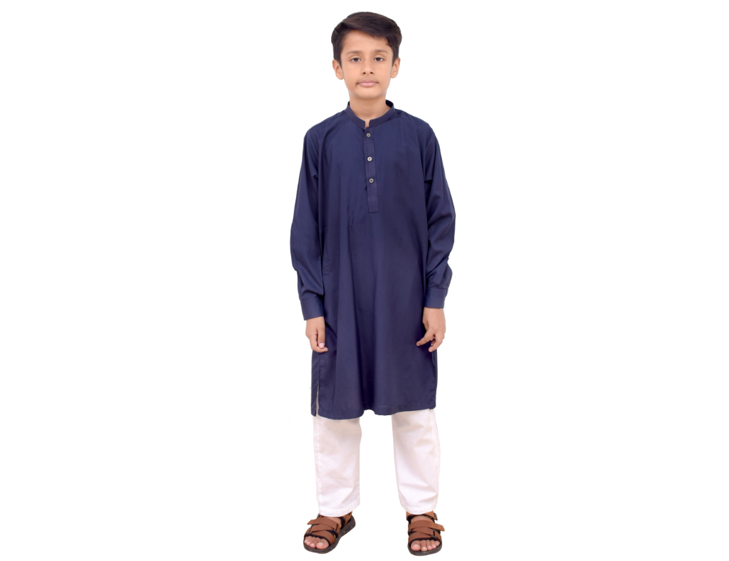 Navy Blue Kurta and White Trouser