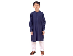 Navy Blue Kurta and White Trouser