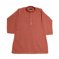 Orange Rust Self Brochia-Kids Kurta & Trouser