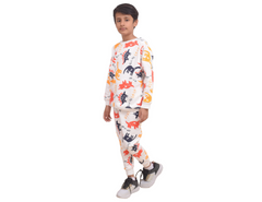 Orange & White Dino 2 PC Track Suit- 1 Year To 10 Years