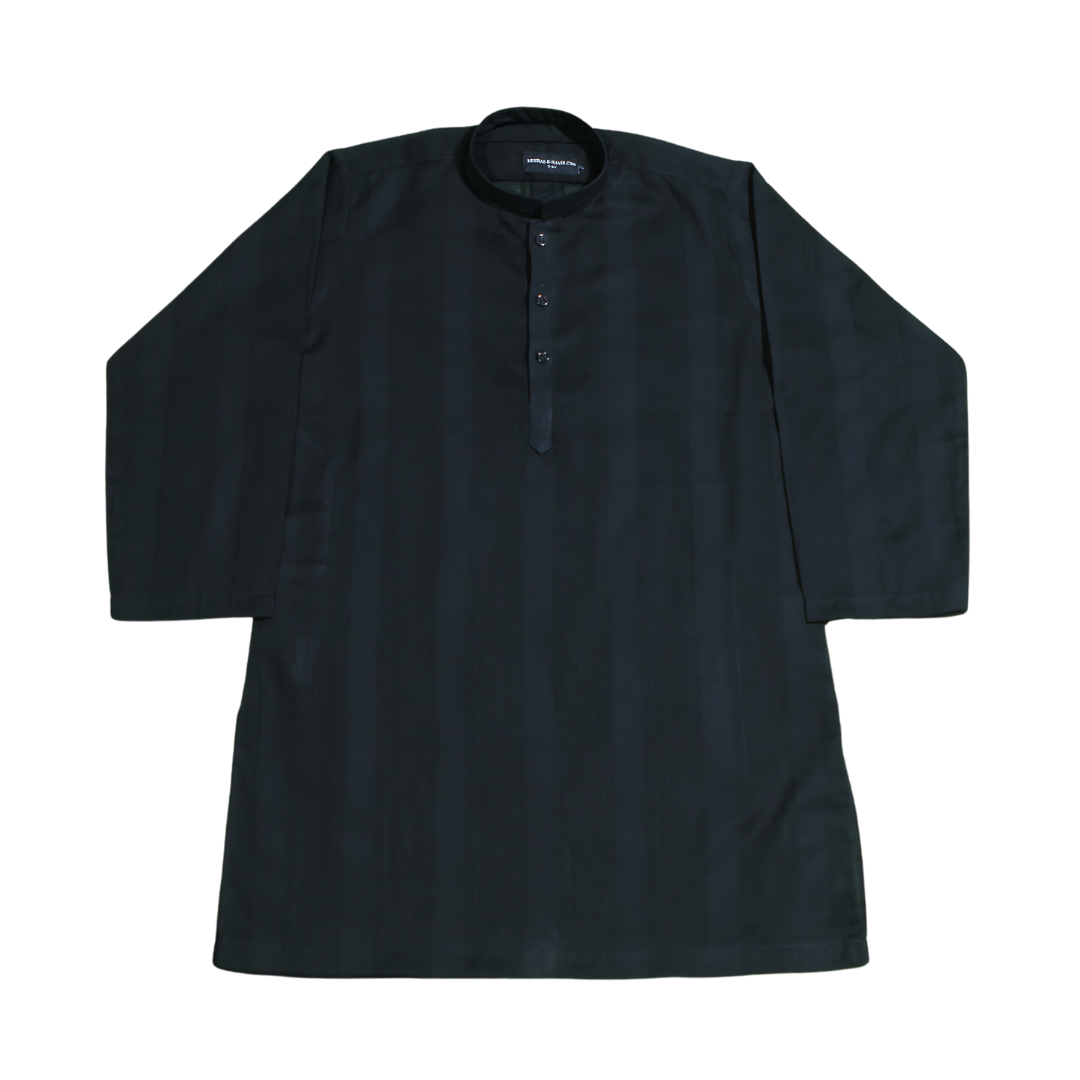 Pitch Black Self Brochia-kids Kurta & Trouser