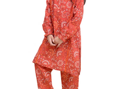 Red Floral Printed Khaddar 2 PC Girl Suit- 5 Years To 14 Years