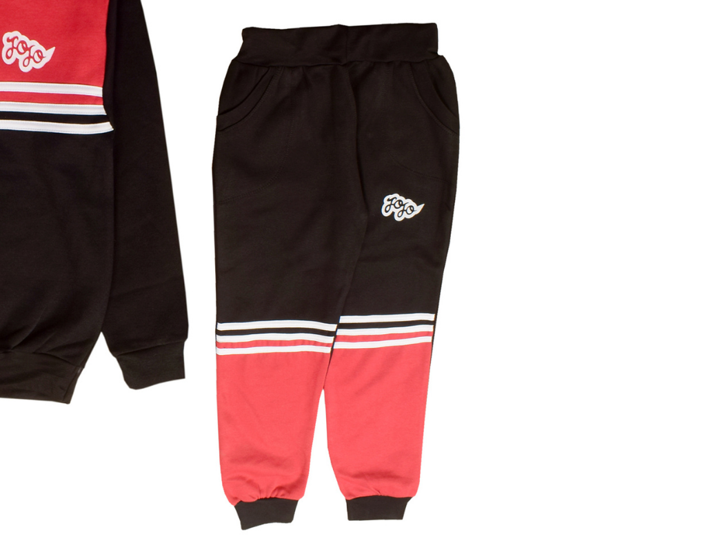 Red & Black Stripe Track Suit-2 Pc