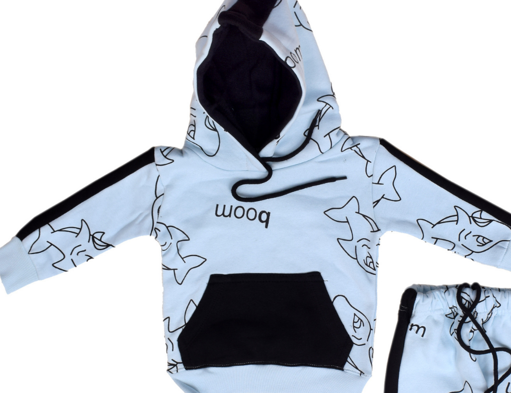 Sky Blue Hooded Sweat Track Suit Newborn