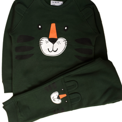 Dark Green Lion Sweat Suit 2 PC