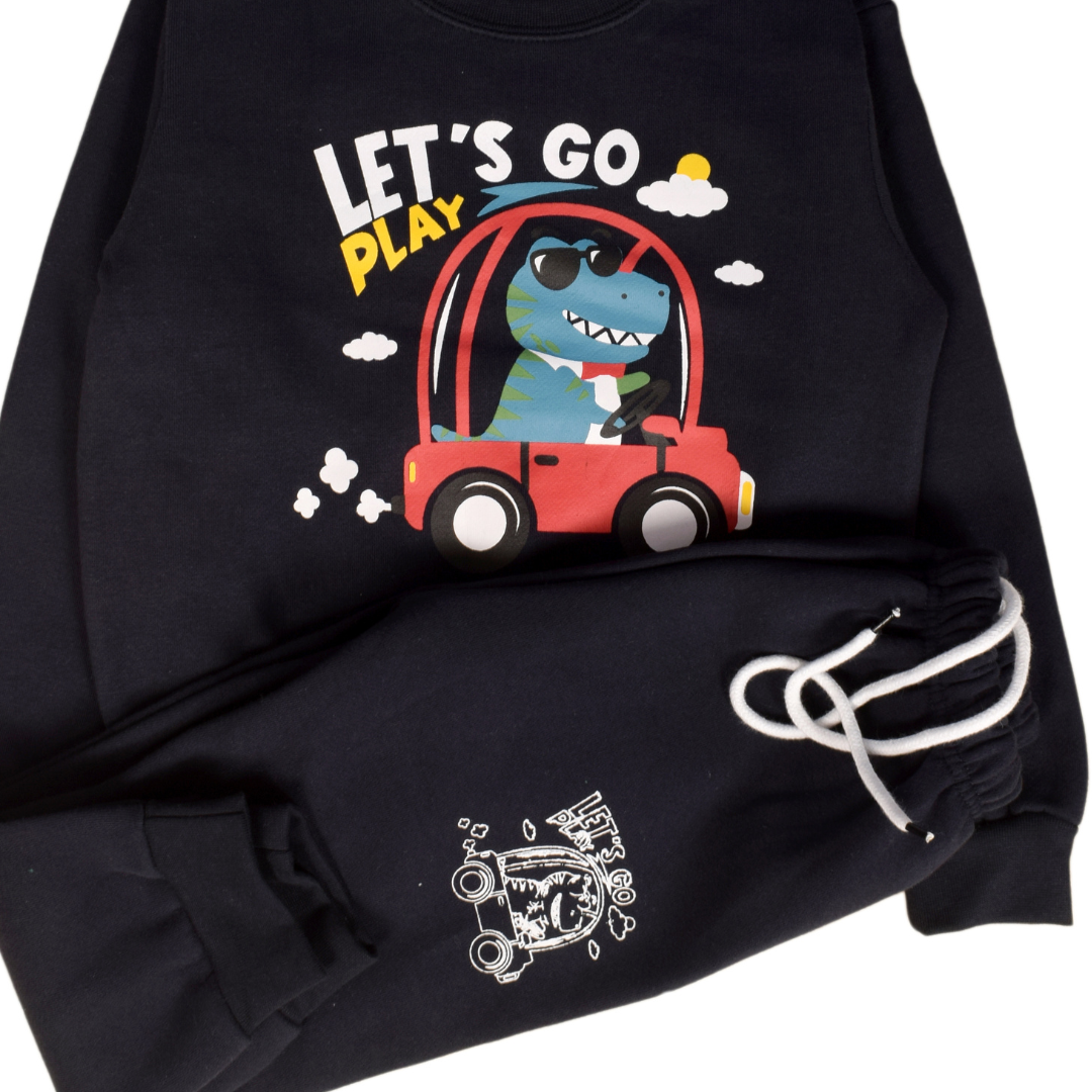 Navy Blue Dino Sweat Suit 2 PC