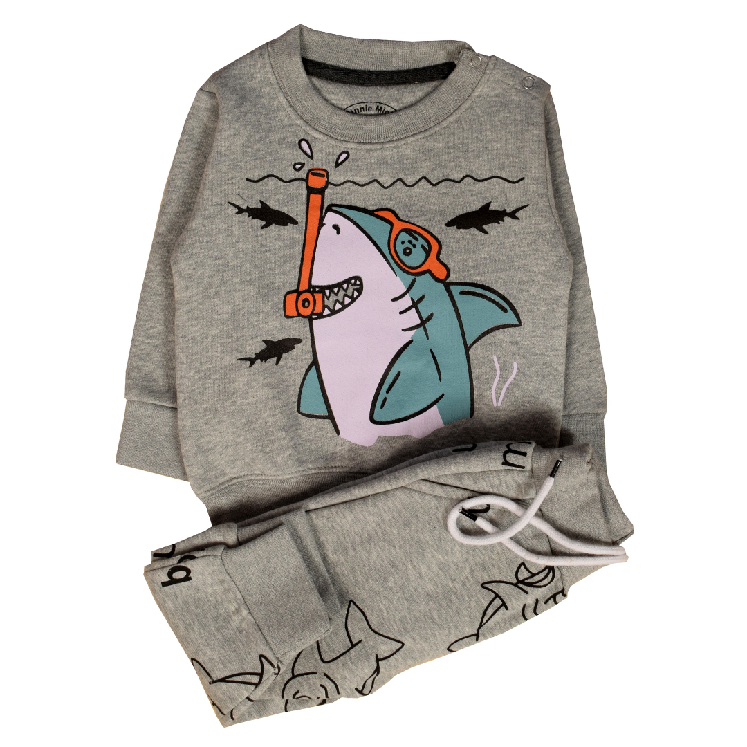 Grey Baby Shark Sweat Suit 2 PC