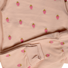 Baby Pink Thread Embalished Terry Sweat Suit