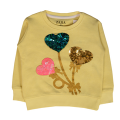 Yellow Sequence Work Girl Sweat Shirt